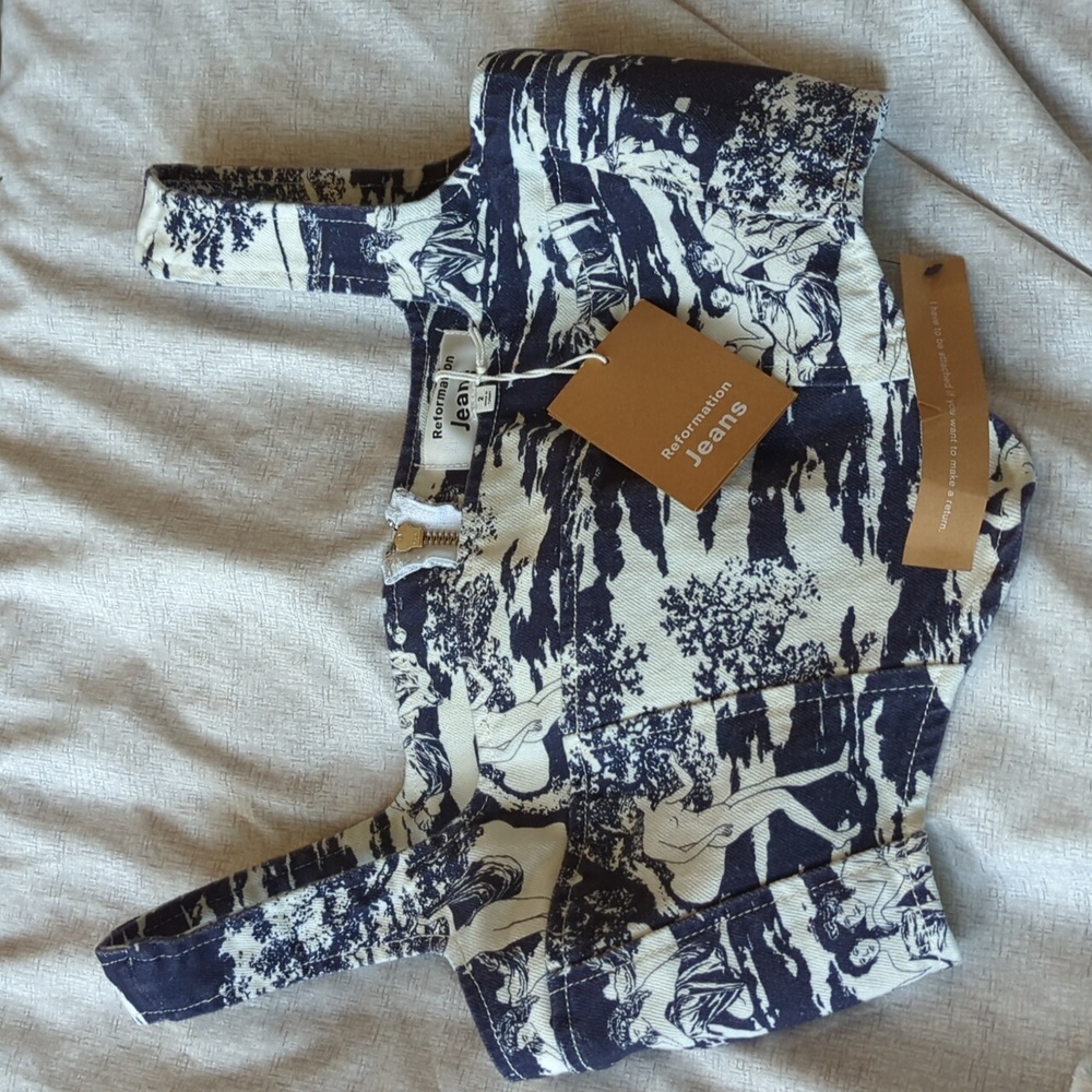 Reformation Raya Naked Lunch Denim Bustier Top
